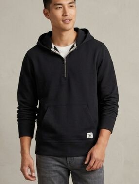 Roots Black Half-Zip Hoodie with Kangaroo Pocket Ptp 23'
